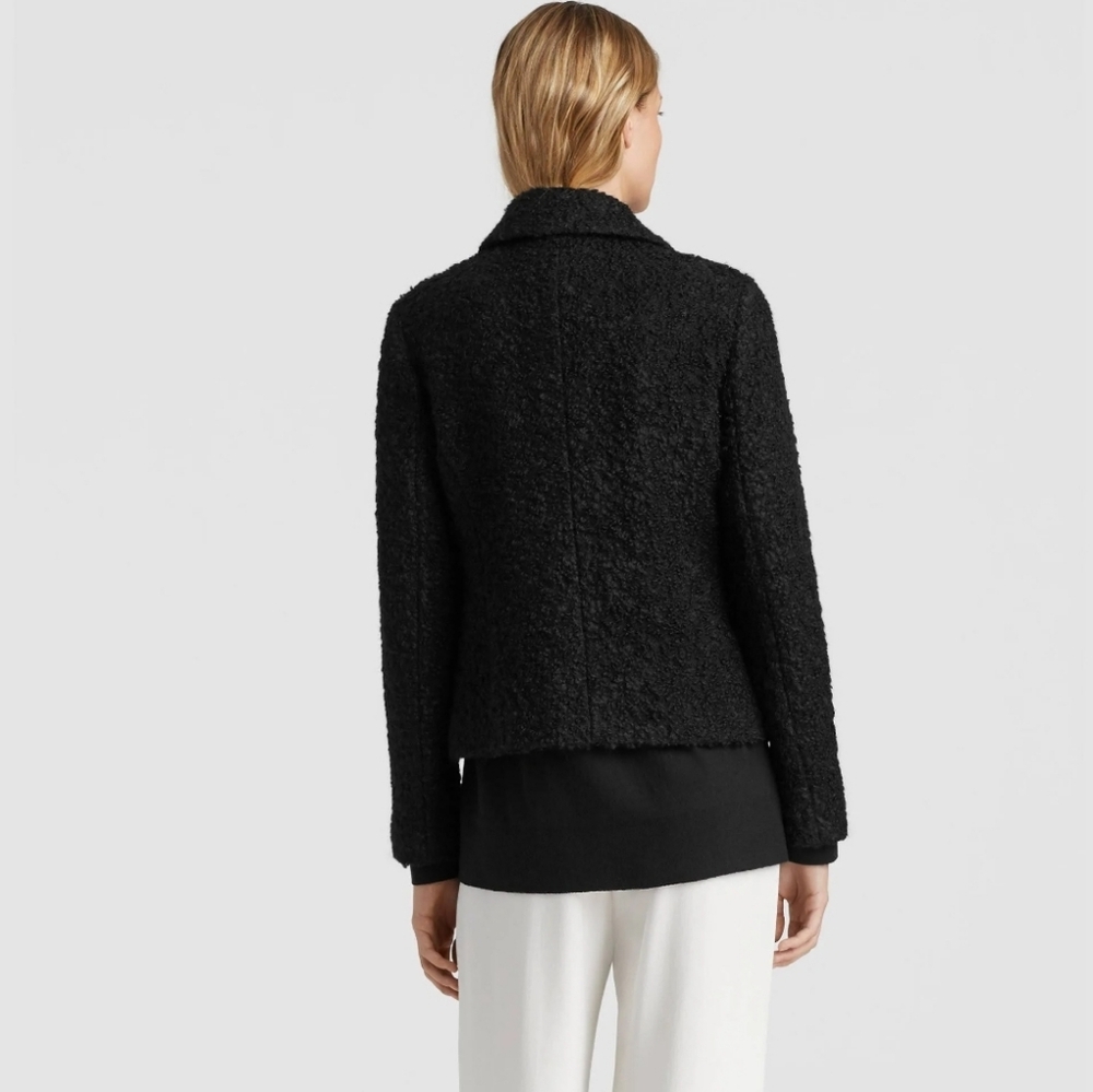 ❤️ EILEEN FISHER CURLY ALPACA BLACK MOTO JACKET, SP (SMALL PETITE) - Picture 3 of 16